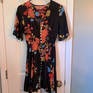 Black Floral Sundress Sz Medium